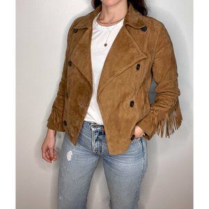 ALL SAINTS GENUINE SUEDE BROWN MOTO SZ 6